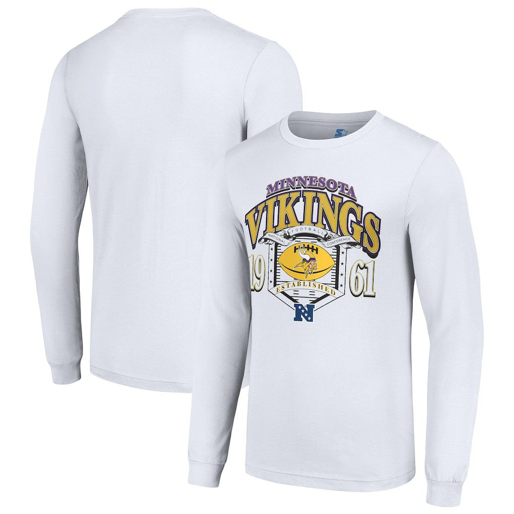 Minnesota Vikings Starter Retro Long Sleeve Graphic T-Shirt White