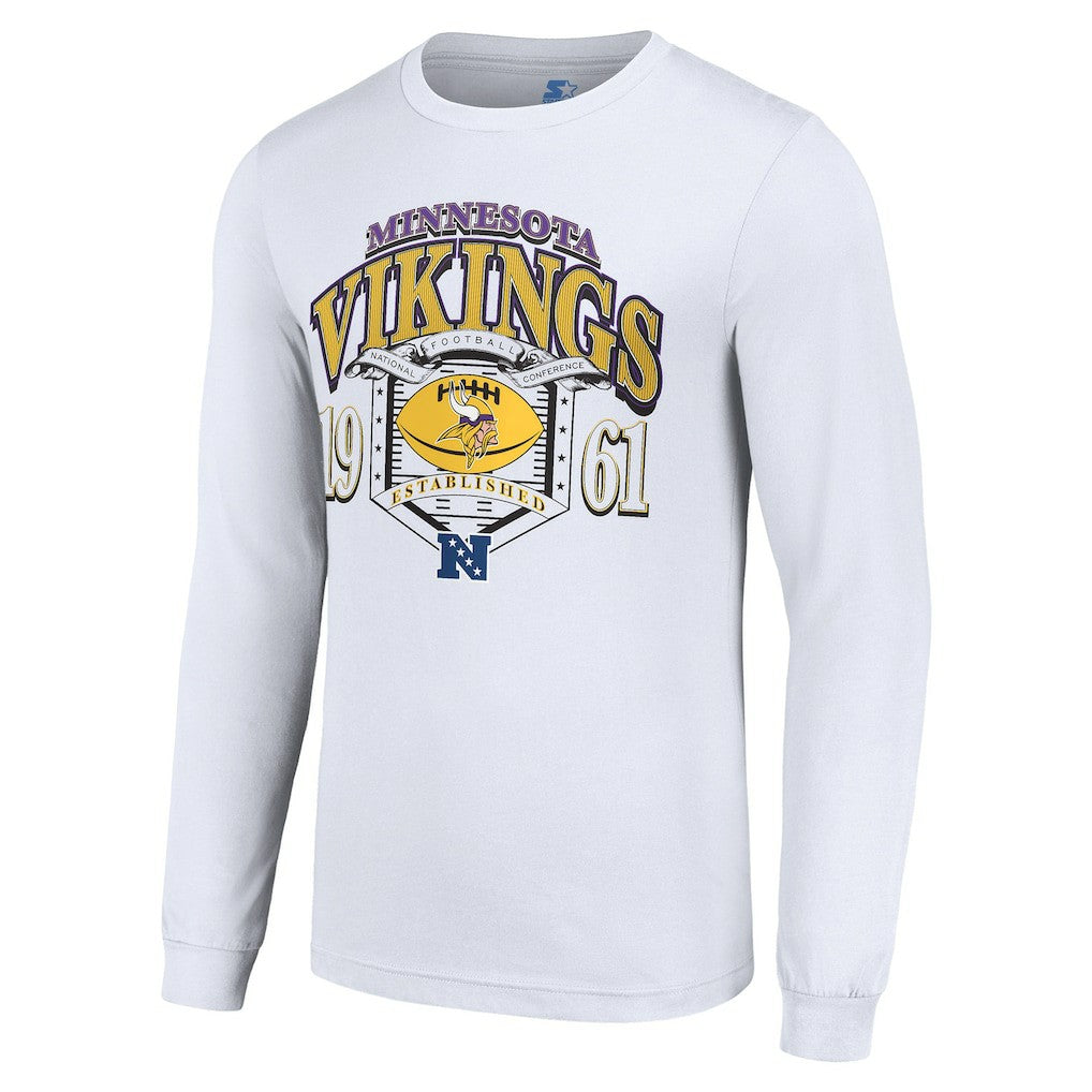 Minnesota Vikings Starter Retro Long Sleeve Graphic T-Shirt White