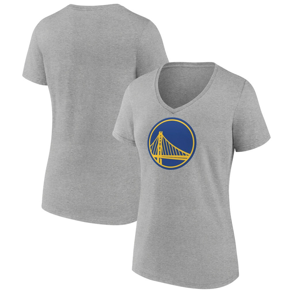 Golden State Warriors Women's Primary Logo V-Neck T-Shirt Gray