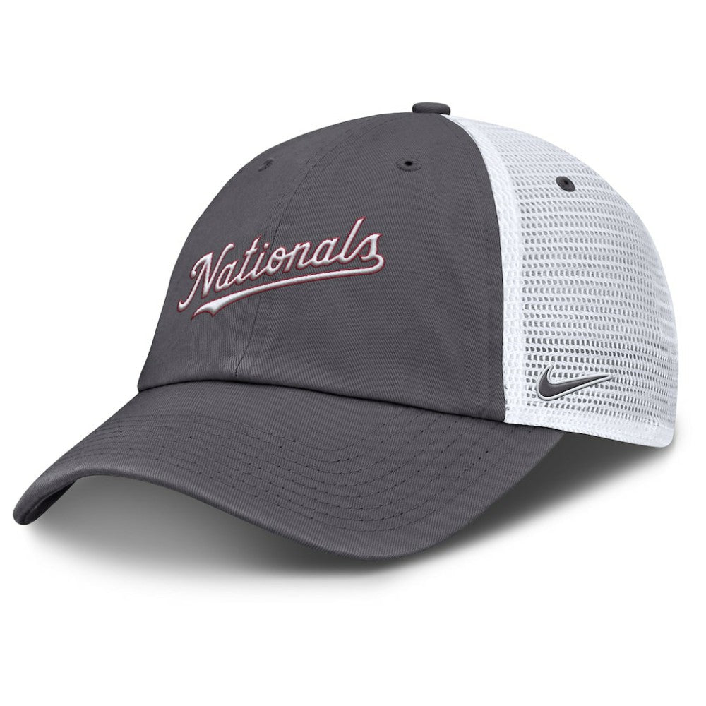 Washington Nationals Nike Wordmark Club Adjustable Trucker Hat - Gray - Nike Lifestyle