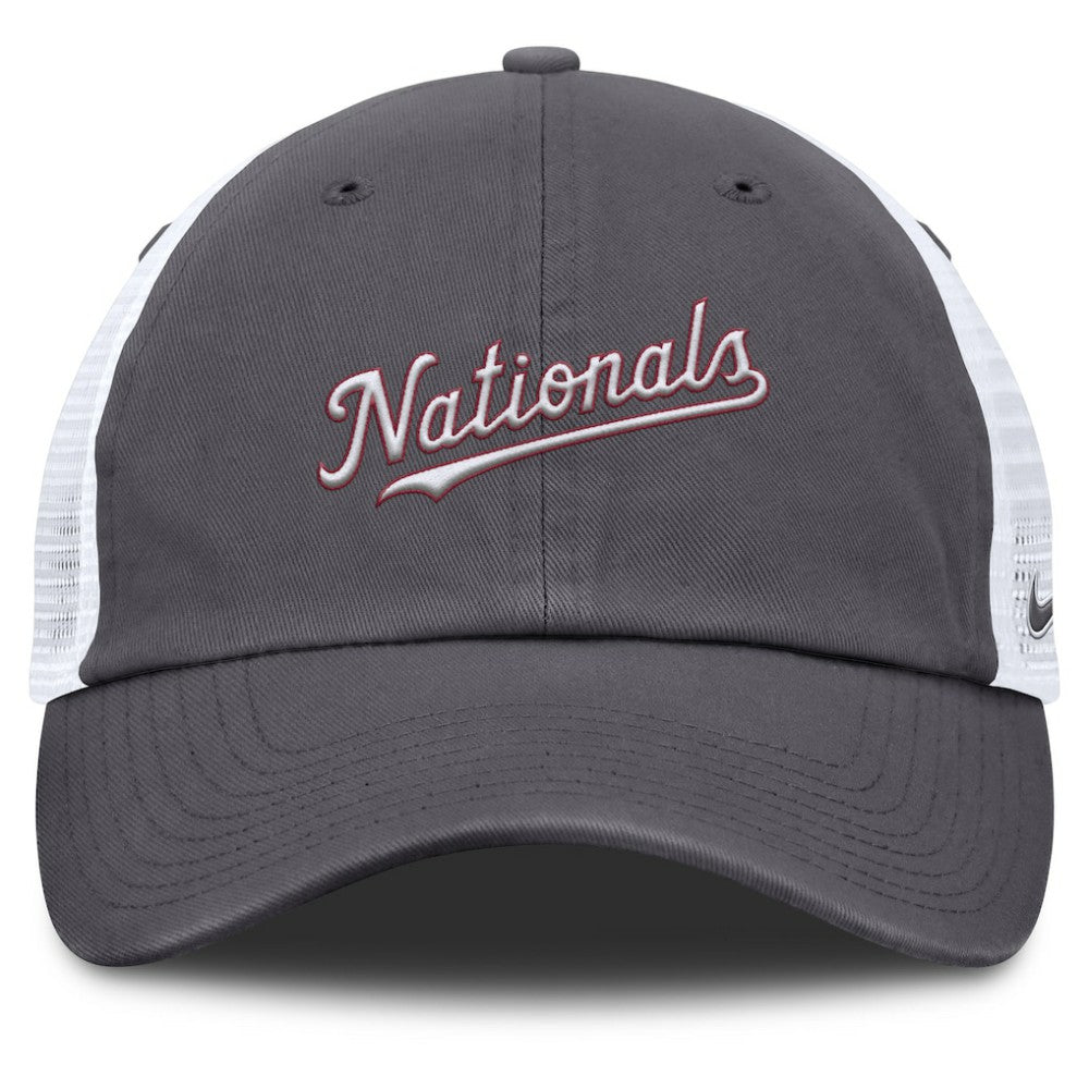 Washington Nationals Nike Wordmark Club Adjustable Trucker Hat - Gray - Nike Lifestyle