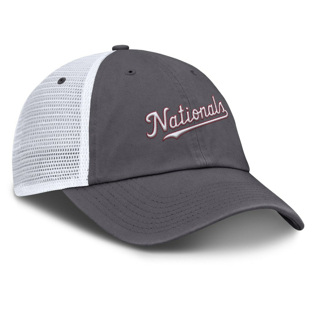 Washington Nationals Nike Wordmark Club Adjustable Trucker Hat - Gray - Nike Lifestyle