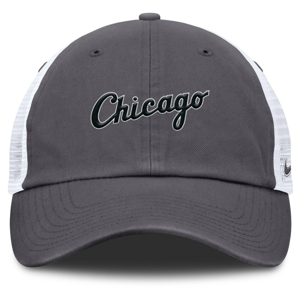 Chicago White Sox Nike Wordmark Club Adjustable Trucker Hat - Gray - Nike Online