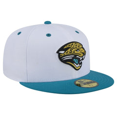 Jacksonville Jaguars New Era Throwback Logo Flipside Two-Tone 59FIFTY Fitted Hat White/Teal