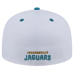 Jacksonville Jaguars New Era Throwback Logo Flipside Two-Tone 59FIFTY Fitted Hat White/Teal