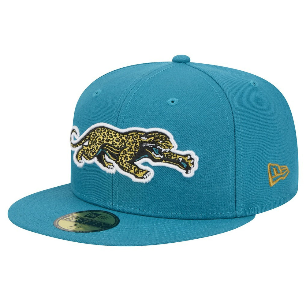 Jacksonville Jaguars New Era Throwback Crawl Omaha 59FIFTY Fitted Hat Teal
