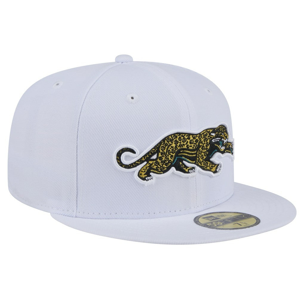 Jacksonville Jaguars New Era Throwback Crawl Omaha 59FIFTY Fitted Hat White