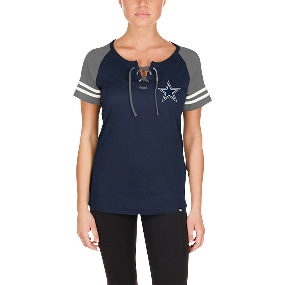 Dallas Cowboys New Era Women's Lace-Up Raglan T-Shirt Navy