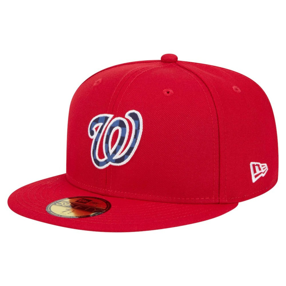 Washington Nationals New Era Checkered Undervisor 59FIFTY Fitted Hat - Red - New Era Lifestyle