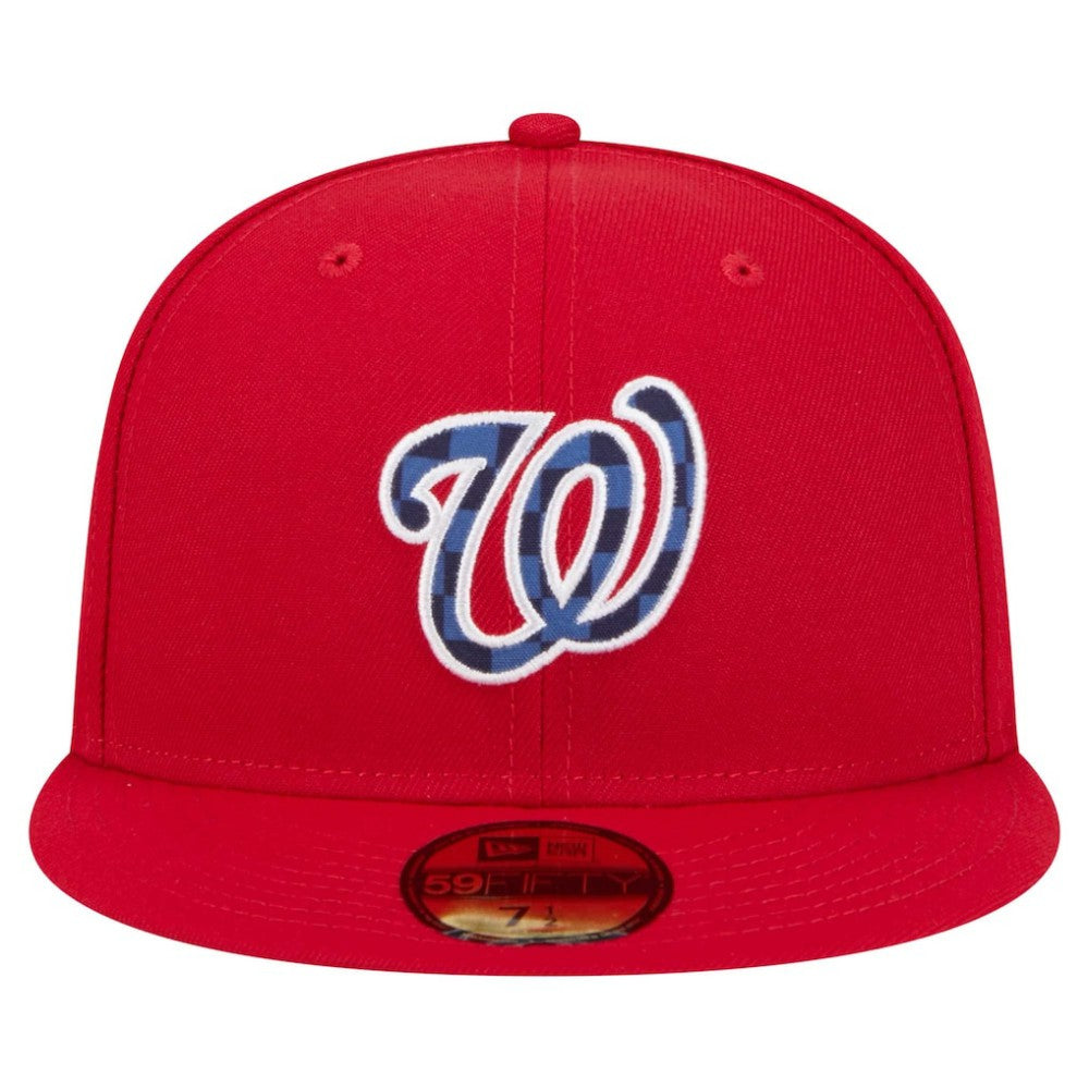 Washington Nationals New Era Checkered Undervisor 59FIFTY Fitted Hat - Red - New Era Lifestyle