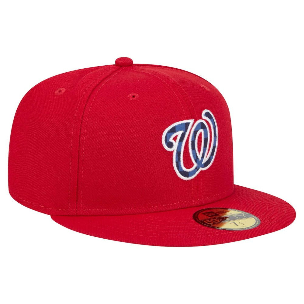 Washington Nationals New Era Checkered Undervisor 59FIFTY Fitted Hat - Red - New Era Lifestyle