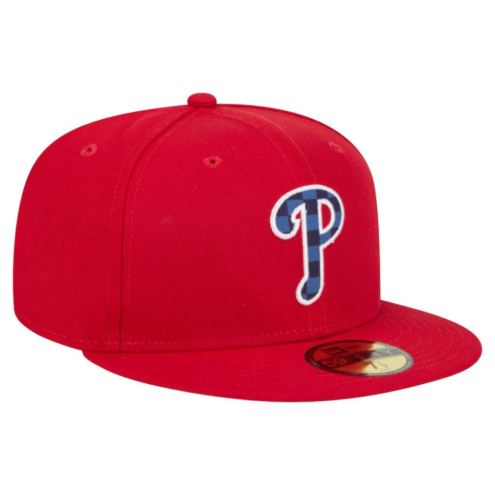 Philadelphia Phillies New Era Checkered Undervisor 59FIFTY Fitted Hat - Red - New Era Sale