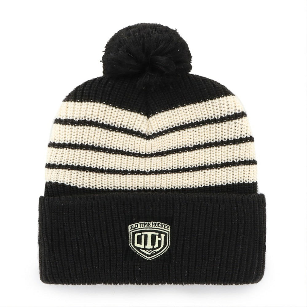 Chicago Blackhawks '47 Old Time Hockey Barn Cuffed Knit Hat with Pom - Black - NHL 201534449