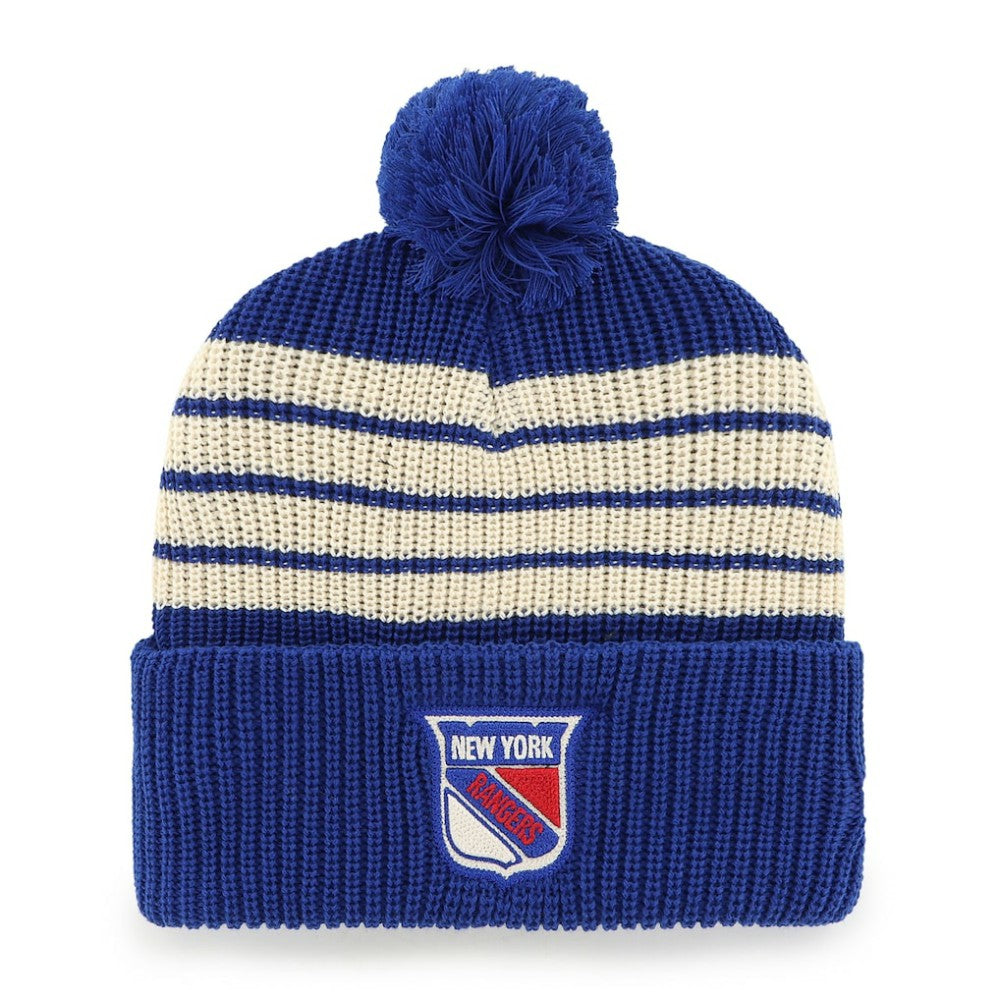 New York Rangers '47 Old Time Hockey Barn Cuffed Knit Hat with Pom - Blue - NHL 201534450