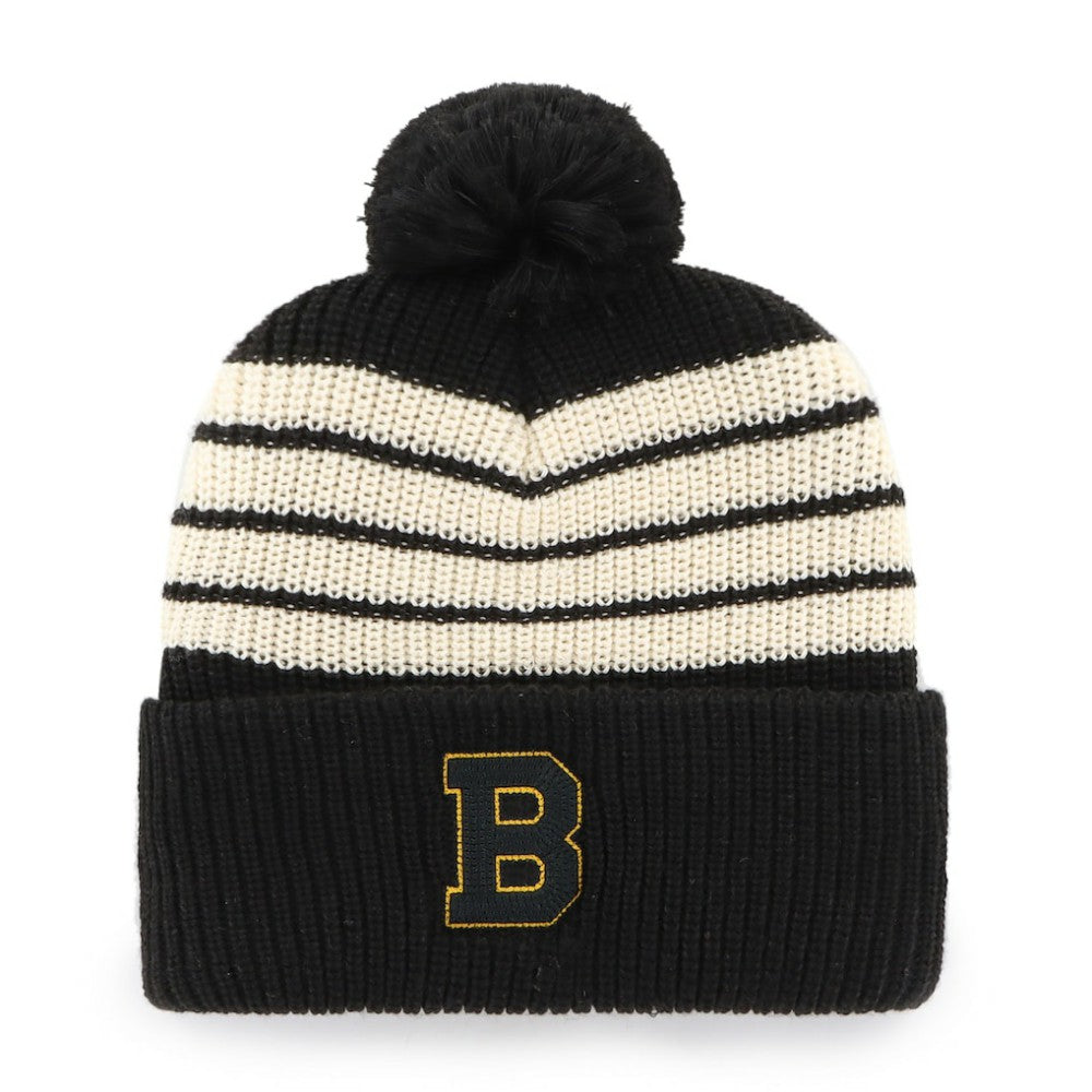 Boston Bruins '47 Old Time Hockey Barn Cuffed Knit Hat with Pom - Black - NHL 201534453