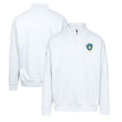 Milwaukee Brewers Levelwear Murray Core Logo Quarter-Zip Pullover Top - White - MLB on Sale