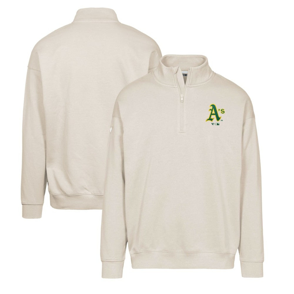 Athletics Levelwear Murray Core Logo Quarter-Zip Pullover Top - Khaki - MLB on Sale