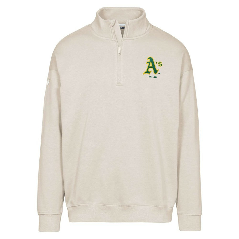 Athletics Levelwear Murray Core Logo Quarter-Zip Pullover Top - Khaki - MLB on Sale