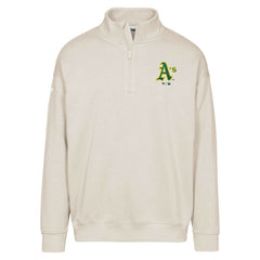 Athletics Levelwear Murray Core Logo Quarter-Zip Pullover Top - Khaki - MLB on Sale