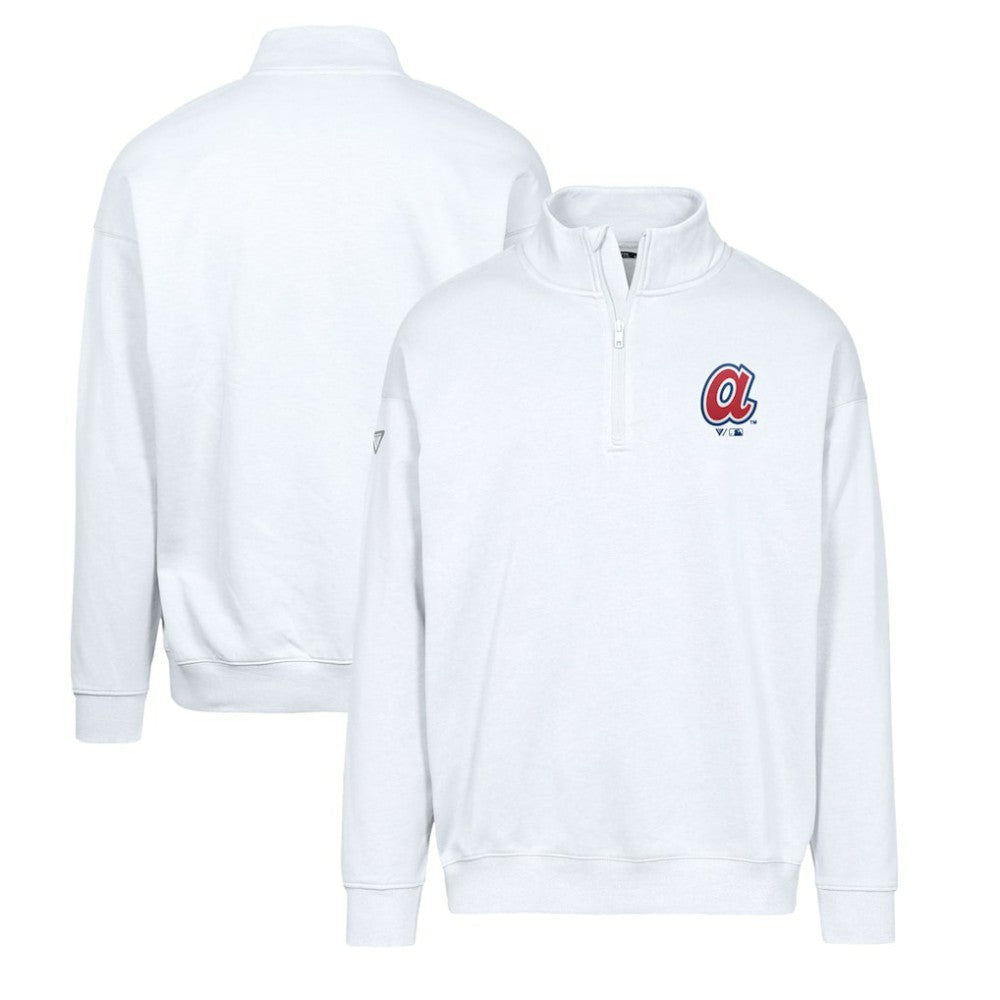 Atlanta Braves Levelwear Murray Core Logo Quarter-Zip Pullover Top - White - MLB on Sale