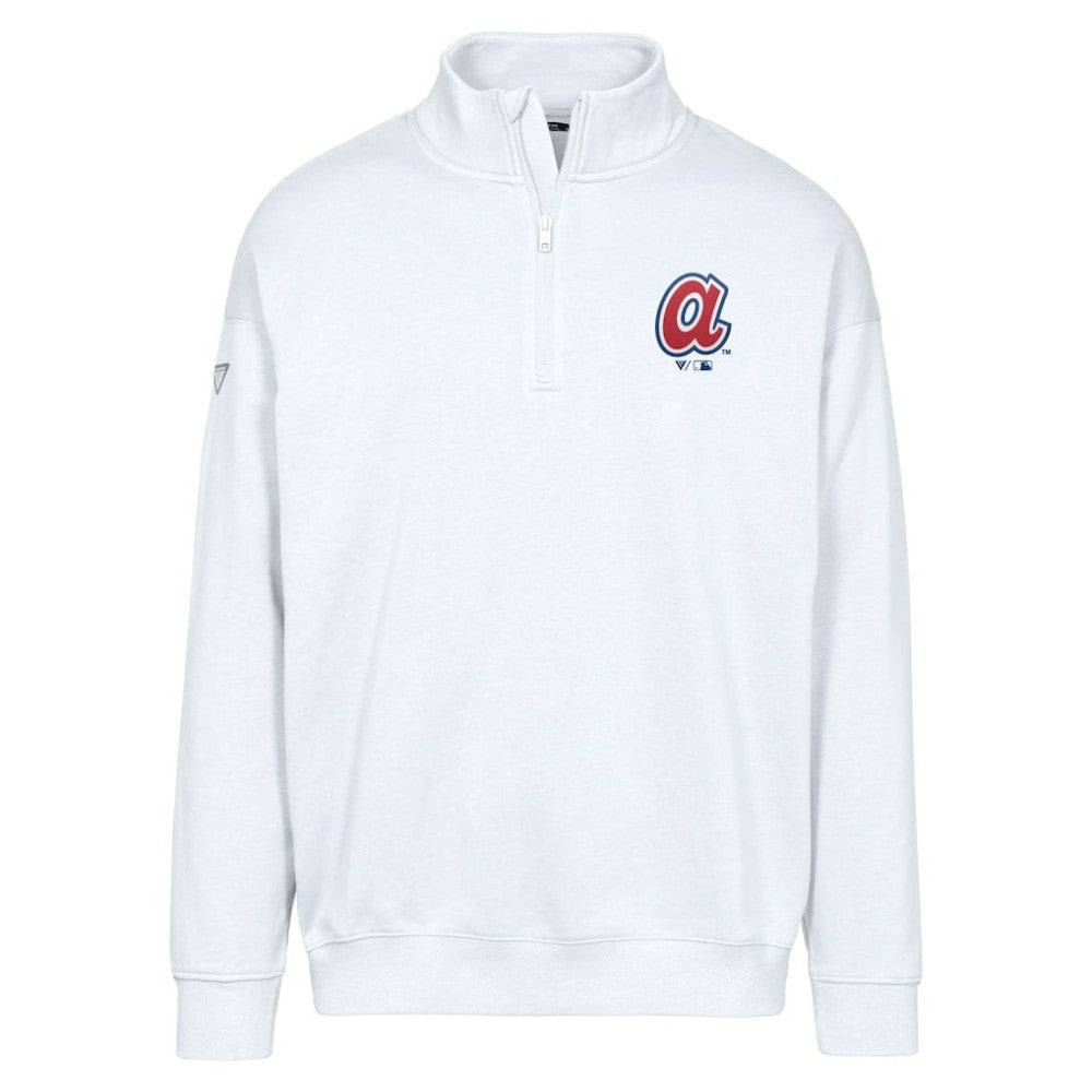 Atlanta Braves Levelwear Murray Core Logo Quarter-Zip Pullover Top - White - MLB on Sale