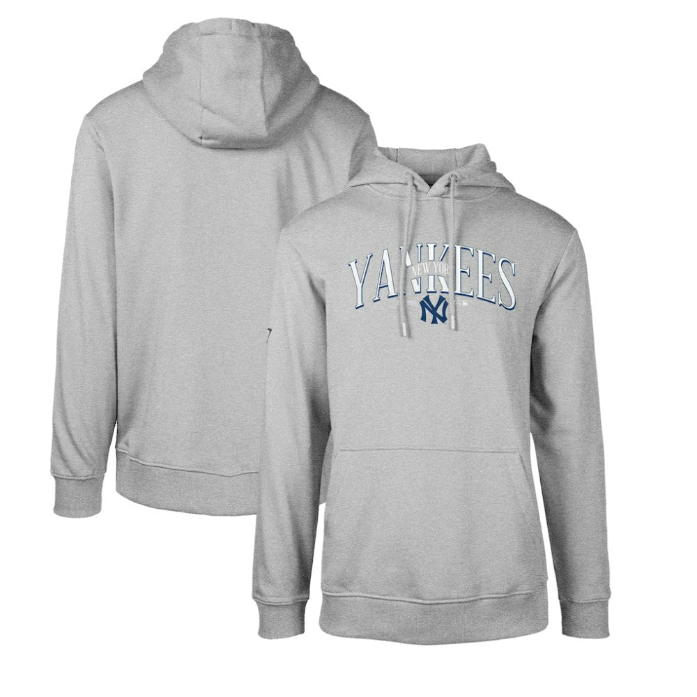 New York Yankees Levelwear Cooperstown Collection Podium Retro Spellout Pullover Hoodie - Gray - MLB Discount