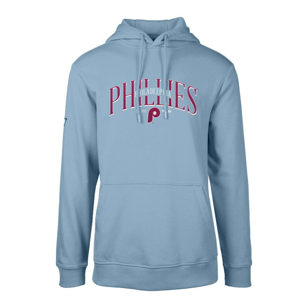 Philadelphia Phillies Levelwear Cooperstown Collection Podium Retro Spellout Pullover Hoodie - Light Blue - MLB on Sale