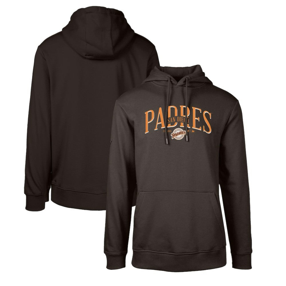 San Diego Padres Levelwear Cooperstown Collection Podium Retro Spellout Pullover Hoodie - Brown - MLB Discount