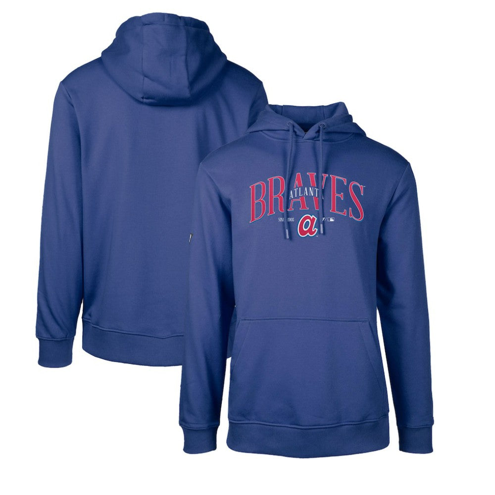 Atlanta Braves Levelwear Cooperstown Collection Podium Retro Spellout Pullover Hoodie - Royal - MLB Lifestyle