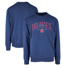 Atlanta Braves Levelwear Zane Cooperstown Collection Retro Spellout Pullover Sweatshirt - Royal - MLB on Sale