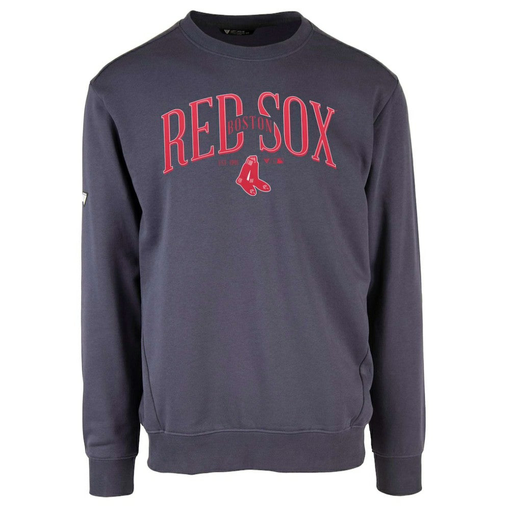 Boston Red Sox Levelwear Zane Cooperstown Collection Retro Spellout Pullover Sweatshirt - Navy - MLB Discount