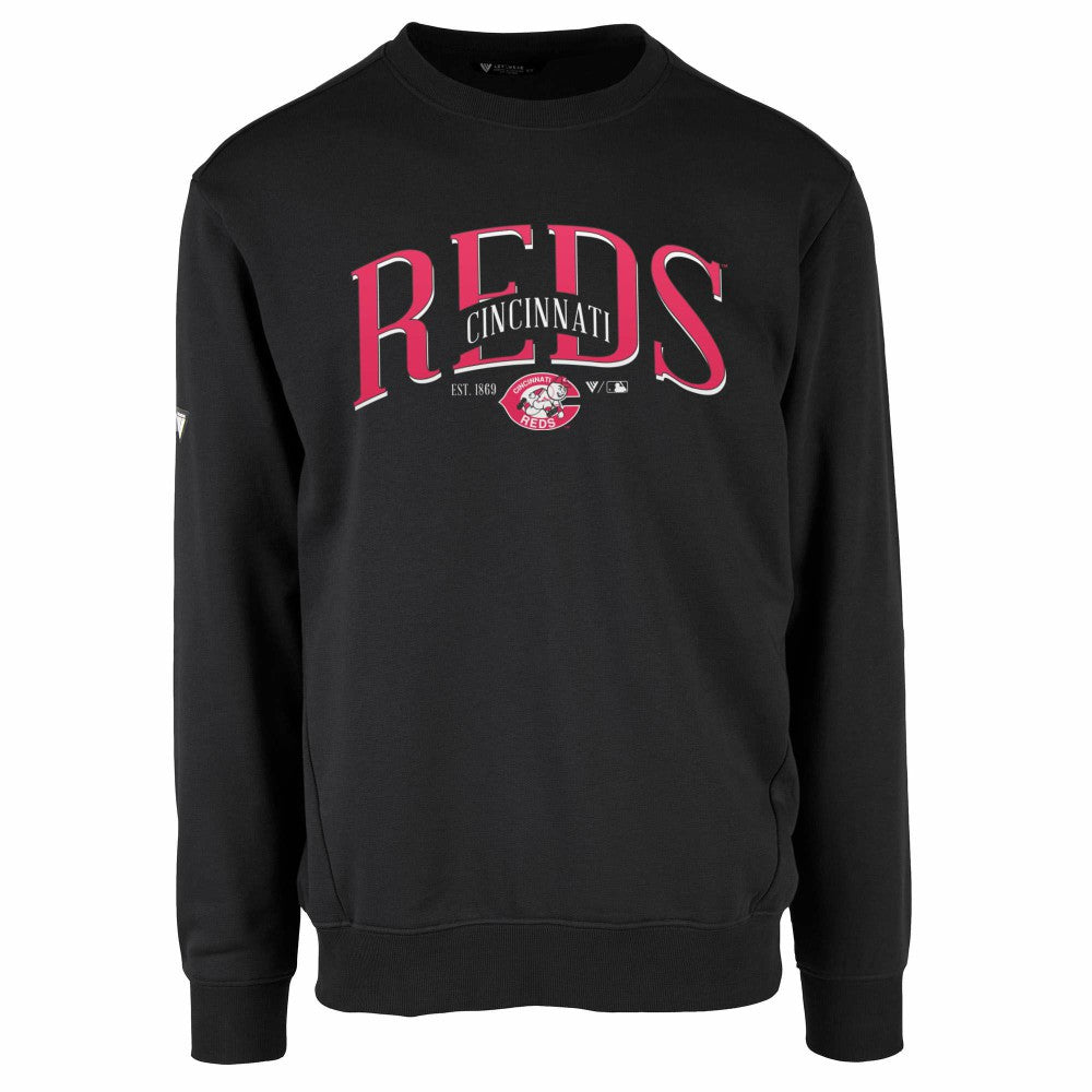 Cincinnati Reds Levelwear Zane Cooperstown Collection Retro Spellout Pullover Sweatshirt - Black - MLB on Sale