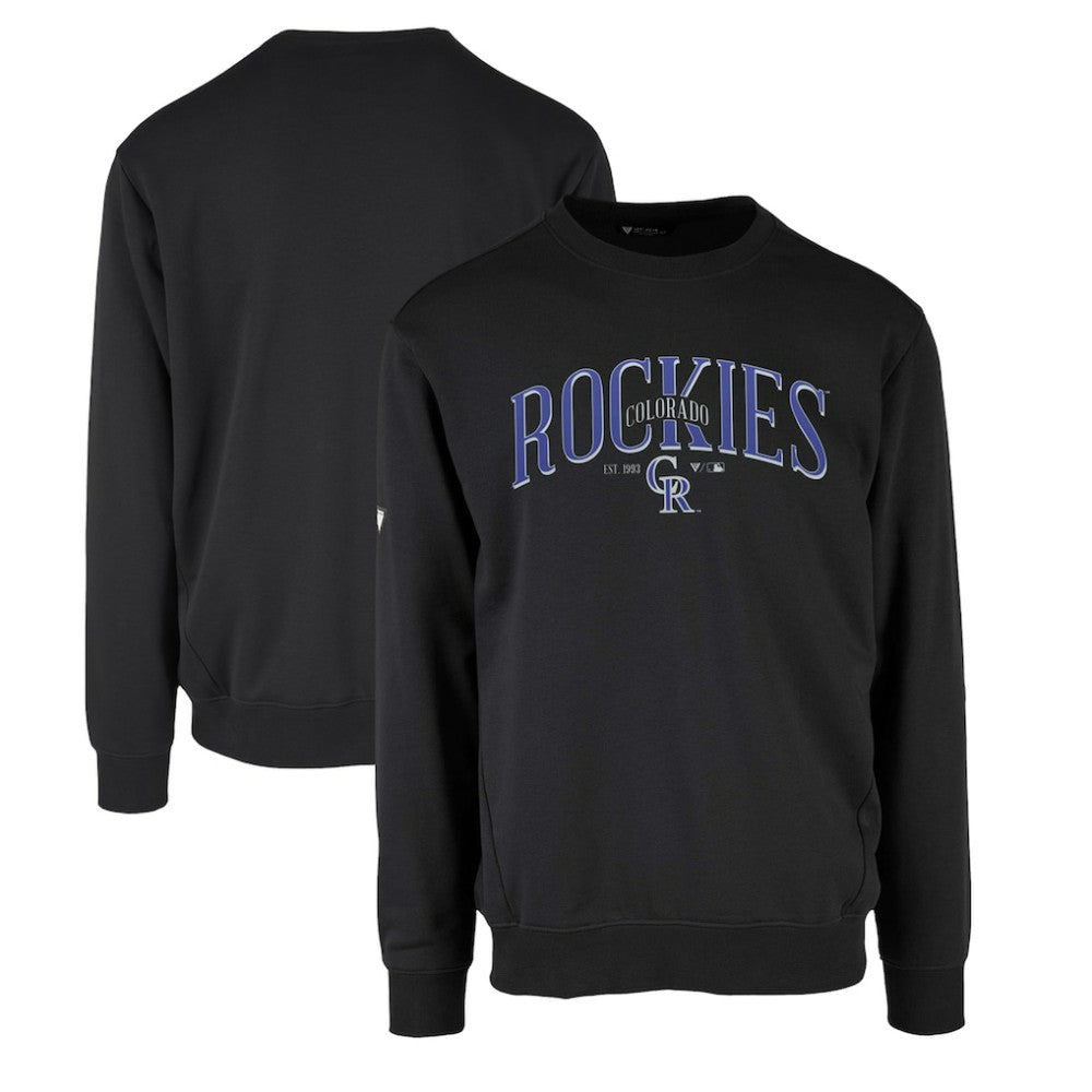 Colorado Rockies Levelwear Zane Cooperstown Collection Retro Spellout Pullover Sweatshirt - Black - MLB on Sale