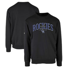 Colorado Rockies Levelwear Zane Cooperstown Collection Retro Spellout Pullover Sweatshirt - Black - MLB on Sale