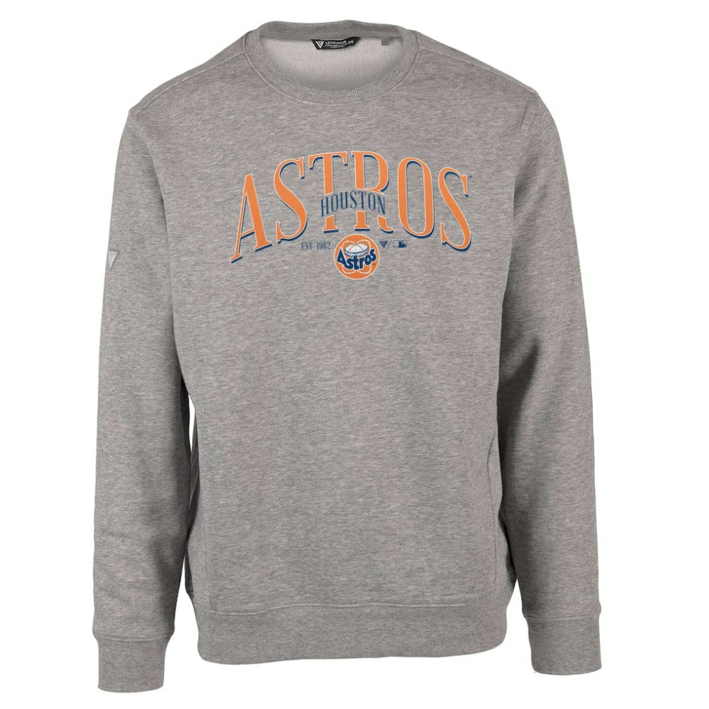 Houston Astros Levelwear Zane Cooperstown Collection Retro Spellout Pullover Sweatshirt - Gray - MLB Sale