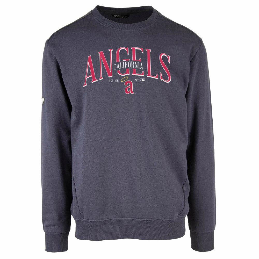 Los Angeles Angels Levelwear Zane Cooperstown Collection Retro Spellout Pullover Sweatshirt - Navy - MLB Lifestyle