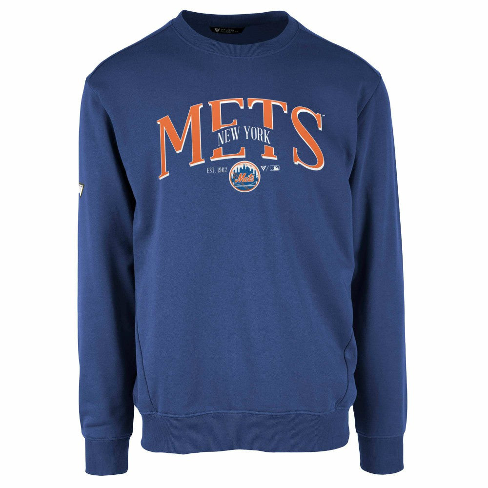 New York Mets Levelwear Zane Cooperstown Collection Retro Spellout Pullover Sweatshirt - Royal - MLB Discount