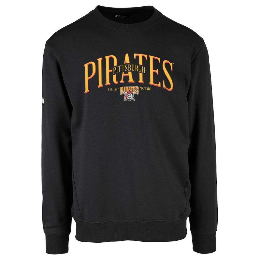 Pittsburgh Pirates Levelwear Zane Cooperstown Collection Retro Spellout Pullover Sweatshirt - Black - MLB Sale