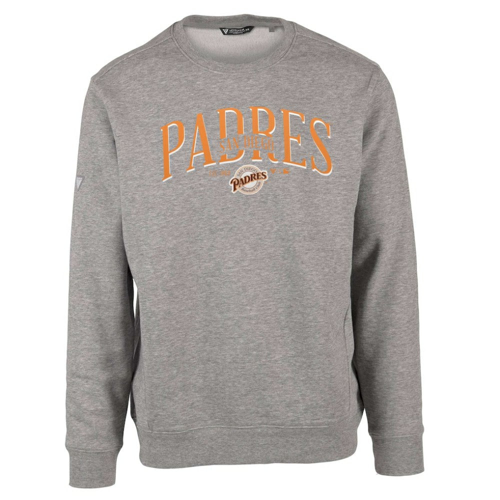San Diego Padres Levelwear Zane Cooperstown Collection Retro Spellout Pullover Sweatshirt - Gray - MLB Online