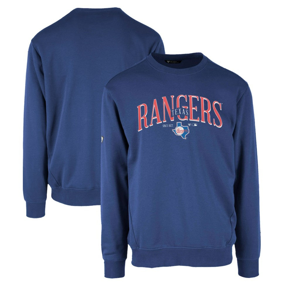 Texas Rangers Levelwear Zane Cooperstown Collection Retro Spellout Pullover Sweatshirt - Royal - MLB on Sale
