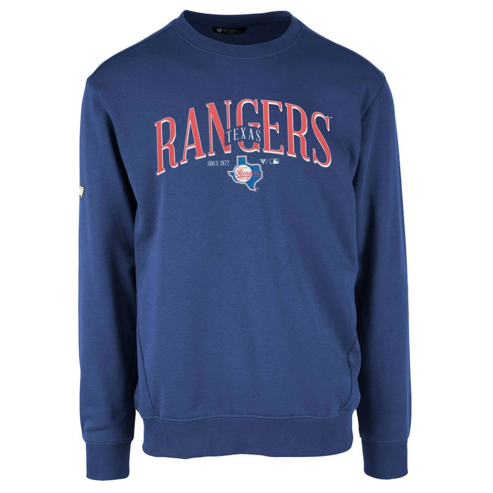 Texas Rangers Levelwear Zane Cooperstown Collection Retro Spellout Pullover Sweatshirt - Royal - MLB on Sale