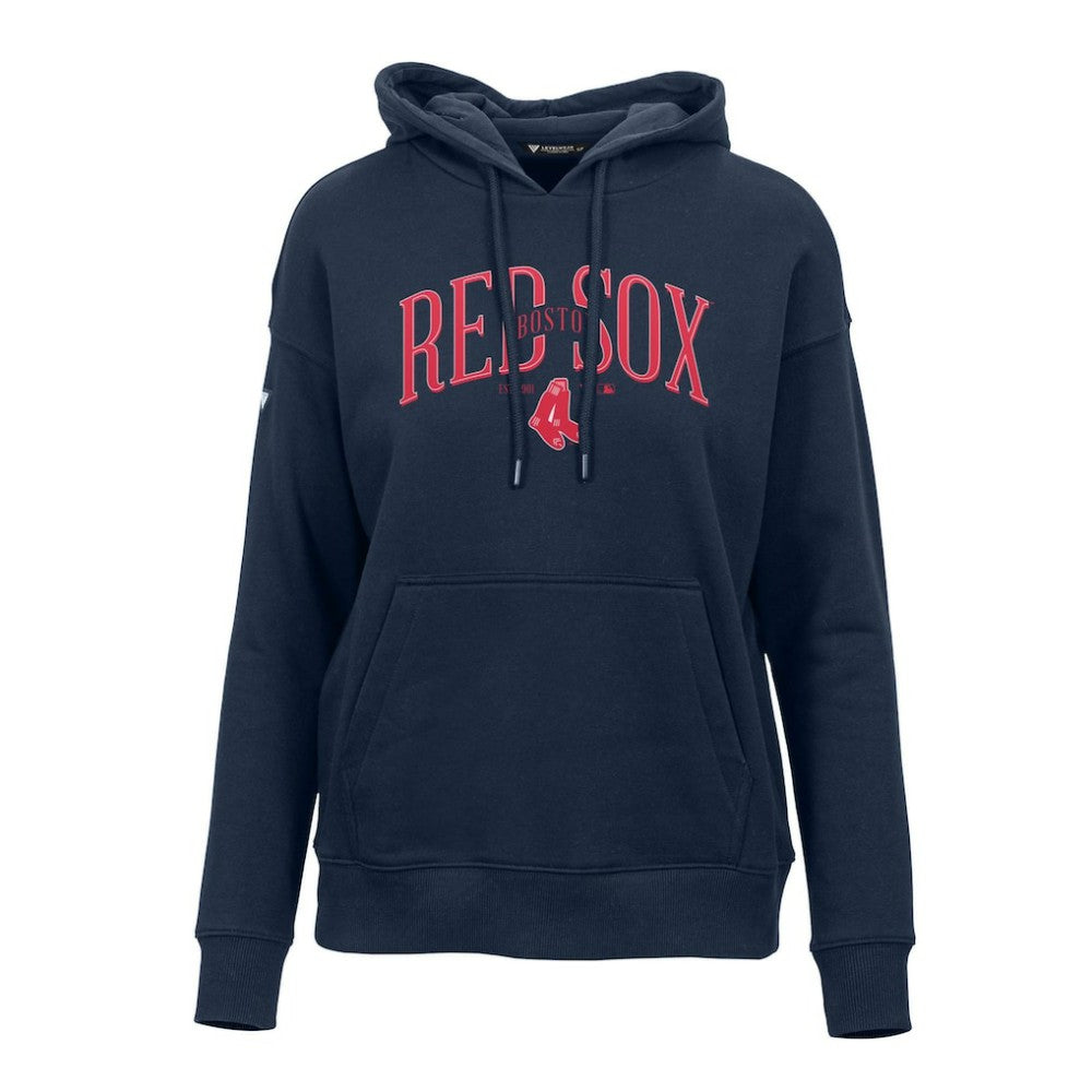 Boston Red Sox Levelwear Women's Adorn Cooperstown Collection Retro Spellout Pullover Hoodie - Navy - MLB Discount