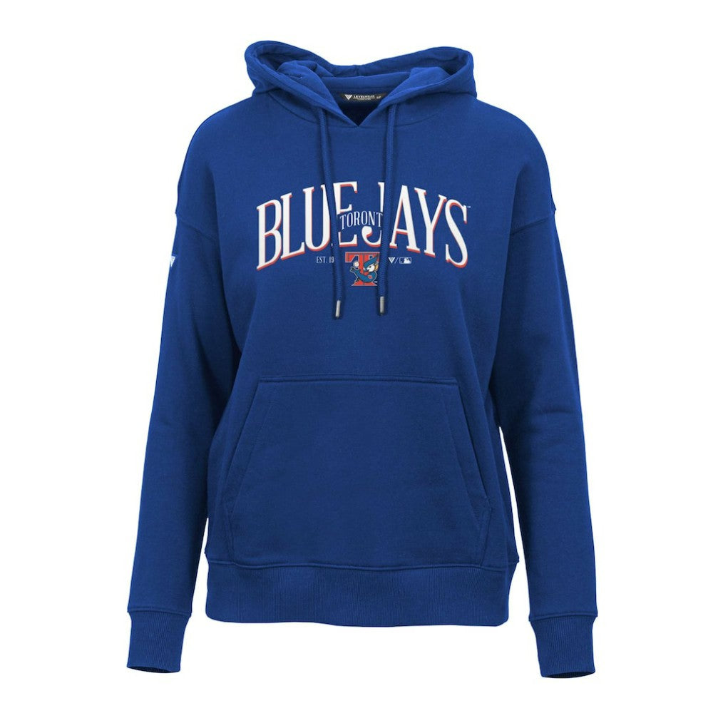 Toronto Blue Jays Levelwear Women's Adorn Cooperstown Collection Retro Spellout Pullover Hoodie - Royal - MLB Discount