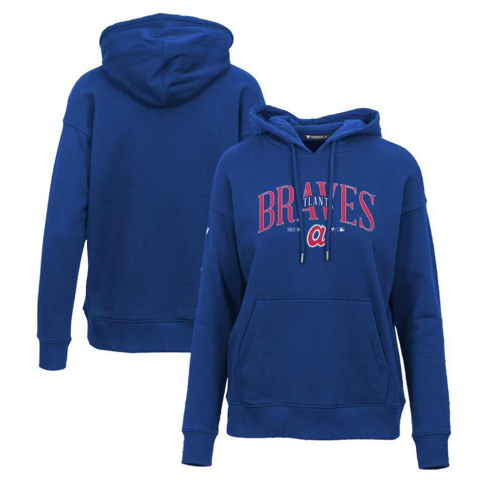 Atlanta Braves Levelwear Women's Adorn Cooperstown Collection Retro Spellout Pullover Hoodie - Royal - MLB Online