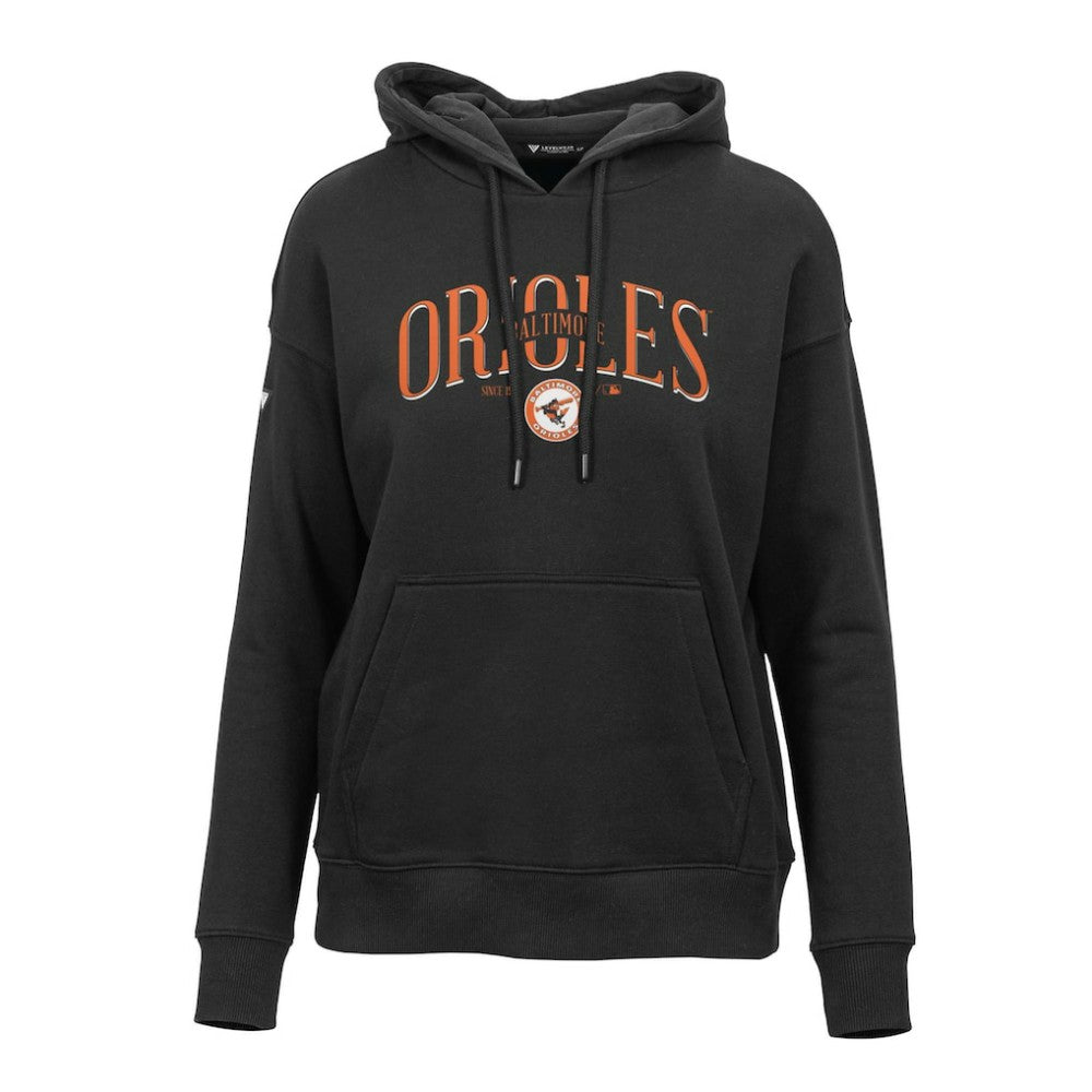 Baltimore Orioles Levelwear Women's Adorn Cooperstown Collection Retro Spellout Pullover Hoodie - Black - MLB Discount