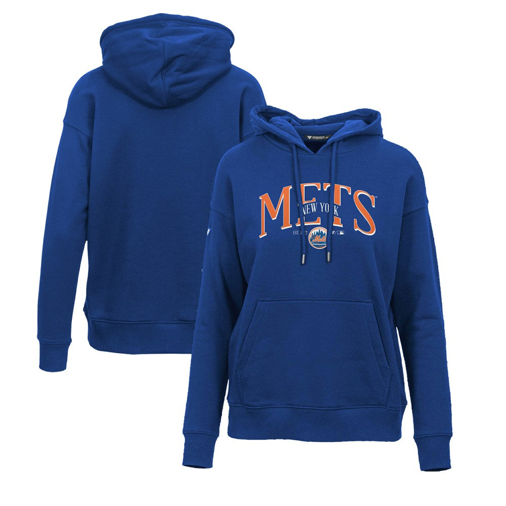 New York Mets Levelwear Women's Adorn Cooperstown Collection Retro Spellout Pullover Hoodie - Royal - MLB on Sale