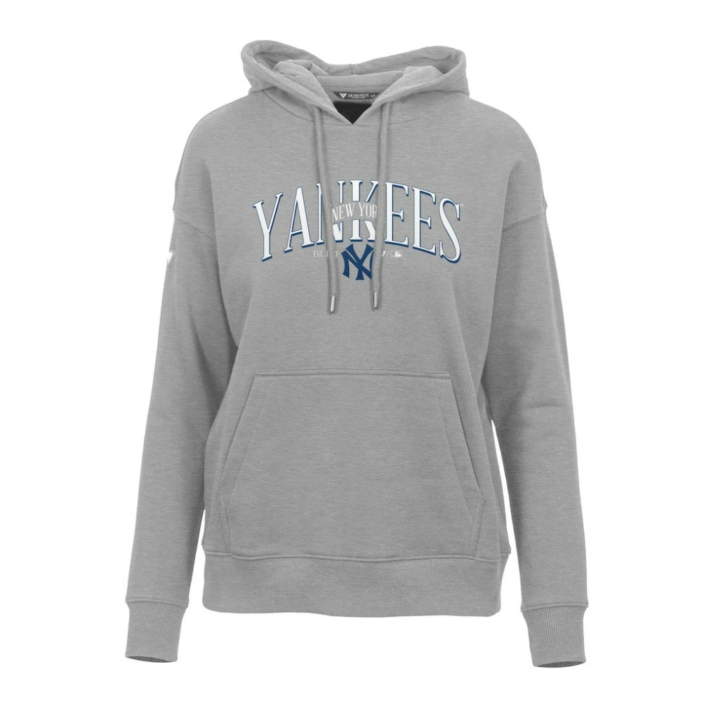 New York Yankees Levelwear Women's Adorn Cooperstown Collection Retro Spellout Pullover Hoodie - Gray - MLB Online