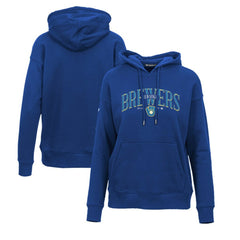 Milwaukee Brewers Levelwear Women's Adorn Cooperstown Collection Retro Spellout Pullover Hoodie - Royal - MLB on Sale