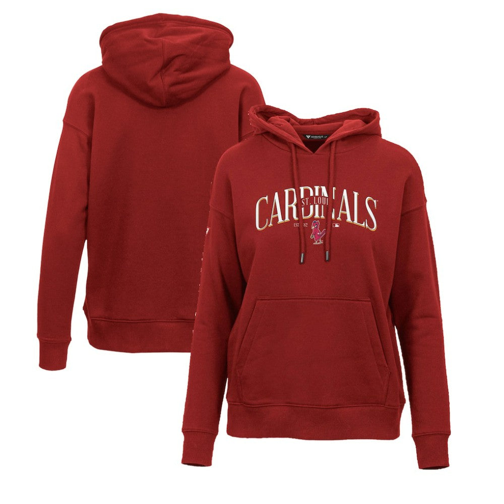 St. Louis Cardinals Levelwear Women's Adorn Cooperstown Collection Retro Spellout Pullover Hoodie - Red - MLB Discount