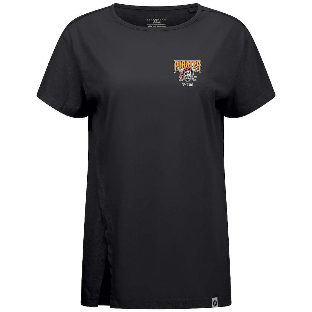 Pittsburgh Pirates Levelwear Women's Influx Cooperstown Core Logo T-Shirt - Black - MLB Online
